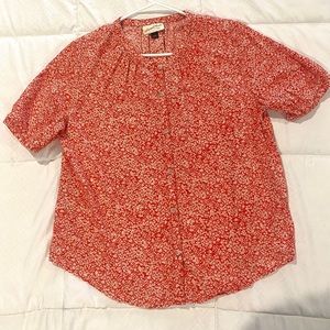 Universal Thread floral red button down blouse, size S